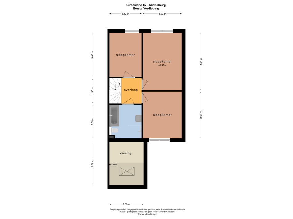 Bekijk plattegrond van EERSTE VERDIEPING van Girsesland 87