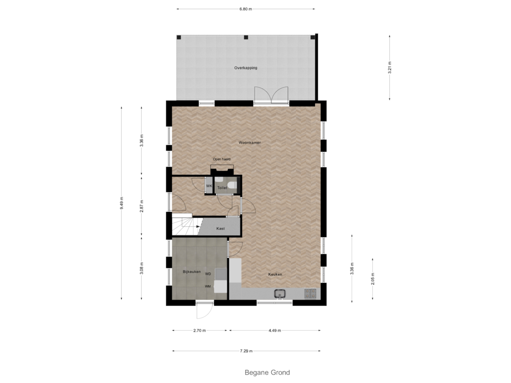 View floorplan of Begane Grond of Hangelier 9