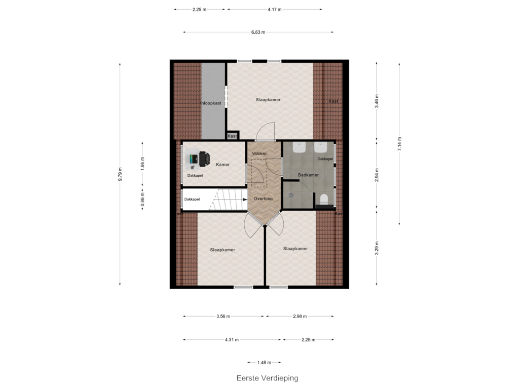 View floorplan of Eerste Verdieping of Hangelier 9