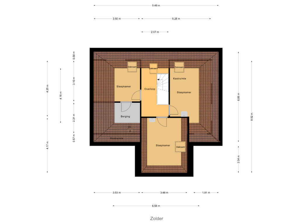 Bekijk plattegrond van Zolder van Lange Akker 3