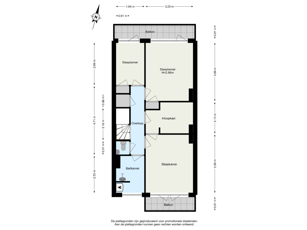 Bekijk plattegrond van Verdieping 3 van Bergselaan 100-B