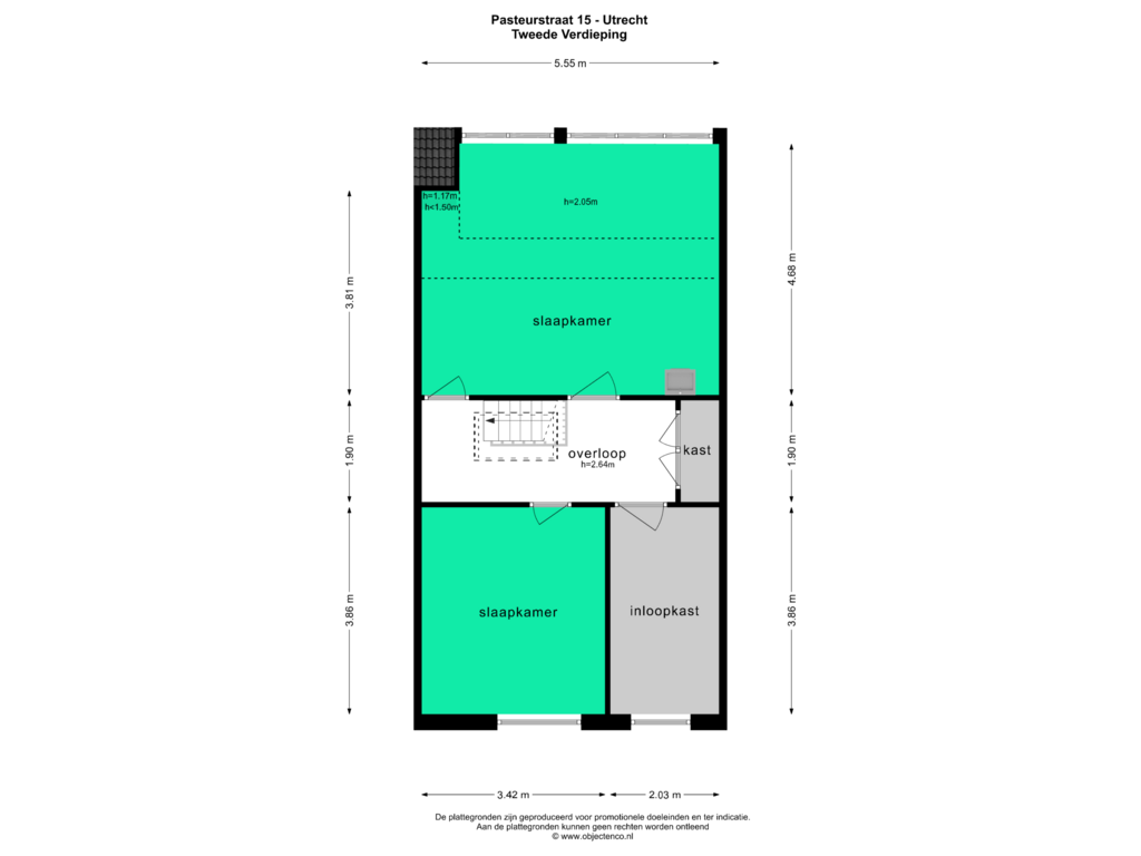 View floorplan of Tweede Verdieping of Pasteurstraat 15