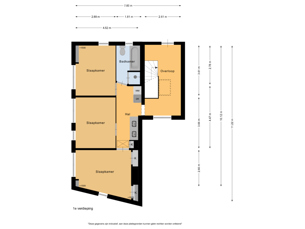 Bekijk plattegrond van 1e verdieping van Dorpsstraat 91