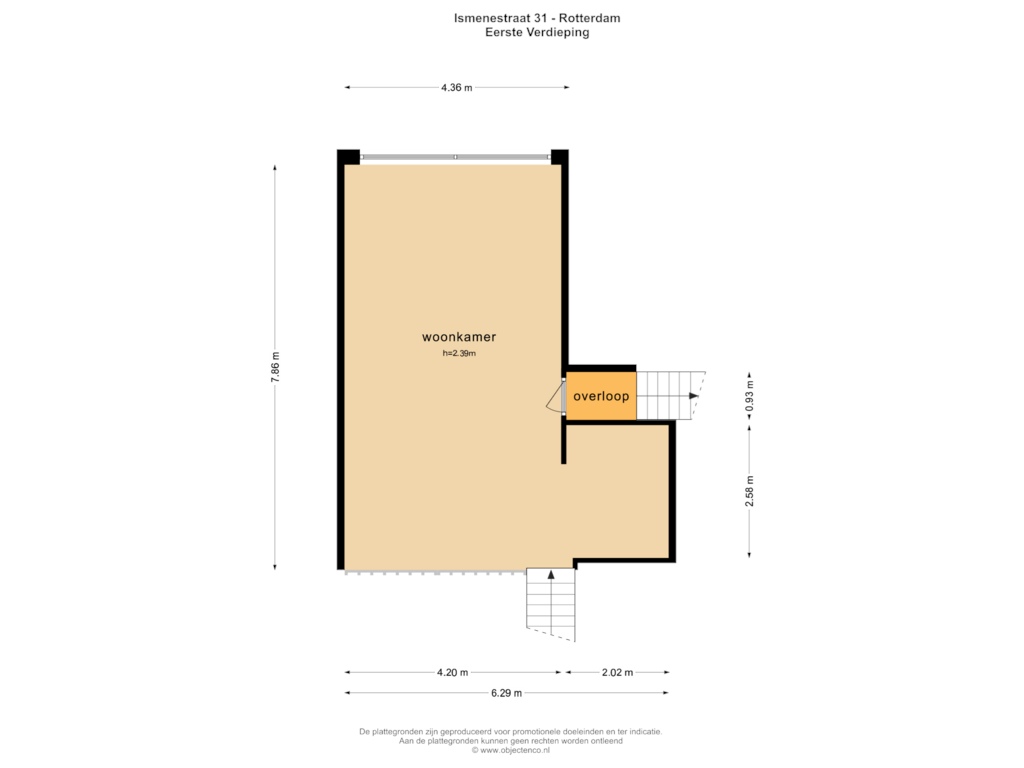 View floorplan of EERSTE VERDIEPING of Ismenestraat 31