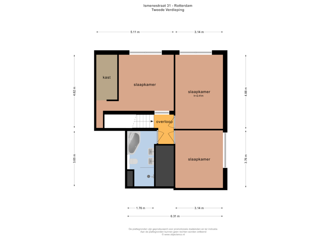 View floorplan of TWEEDE VERDIEPING of Ismenestraat 31