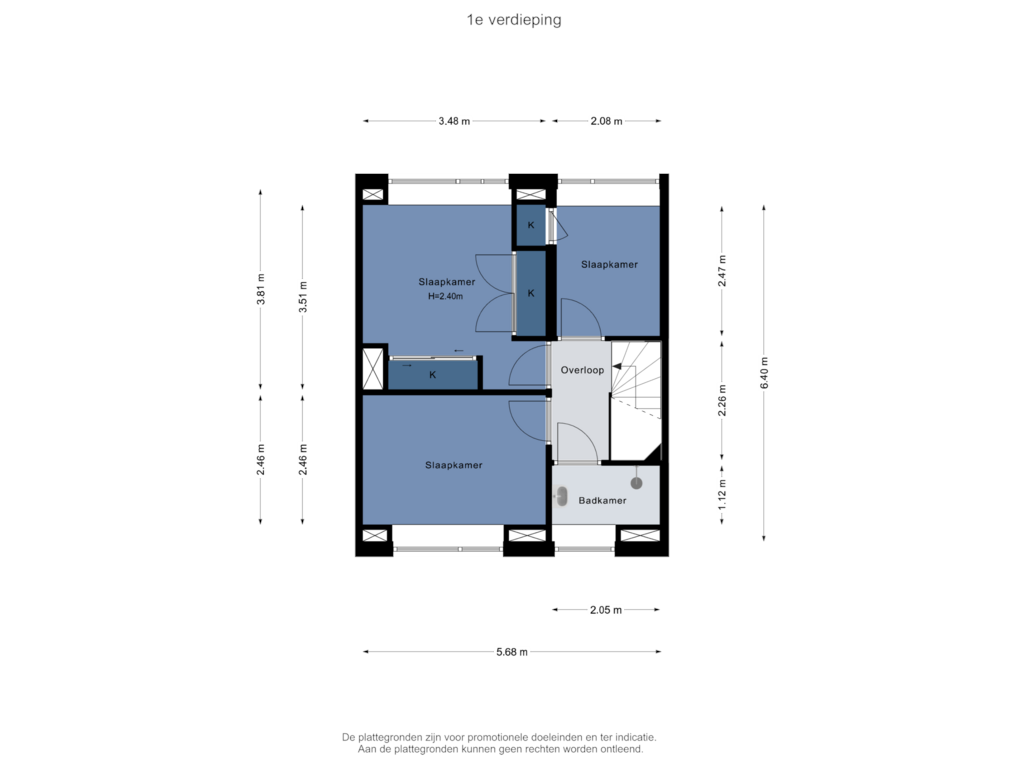 Bekijk plattegrond van 1e verdieping van Brediusstraat 1