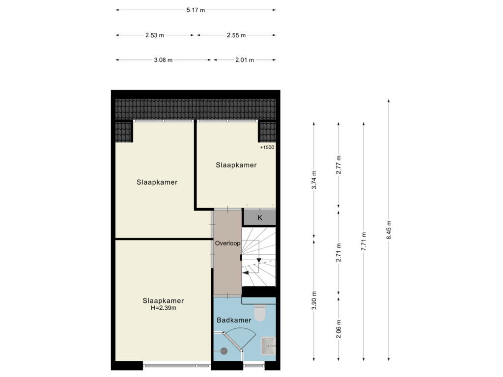 Bekijk plattegrond van 1e verdieping van Boswinde 23