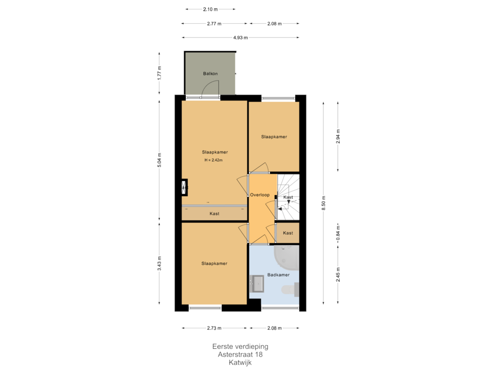 Bekijk plattegrond van Eerste verdieping van Asterstraat 18