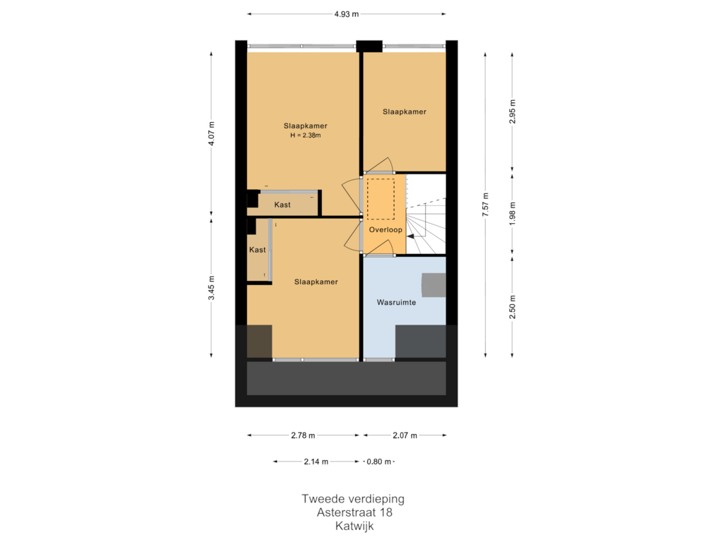 Bekijk plattegrond van Tweede verieping van Asterstraat 18