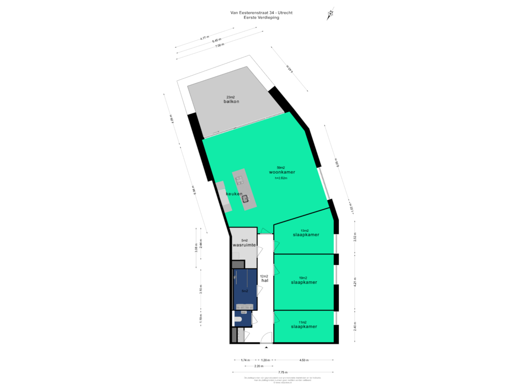 Bekijk plattegrond van EERSTE VERDIEPING van Van Eesterenstraat 34