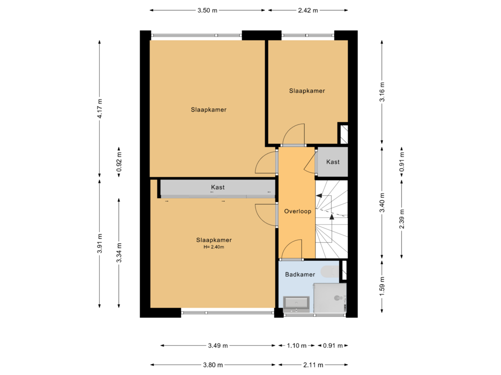 View floorplan of 1e verdieping of Haantje 2