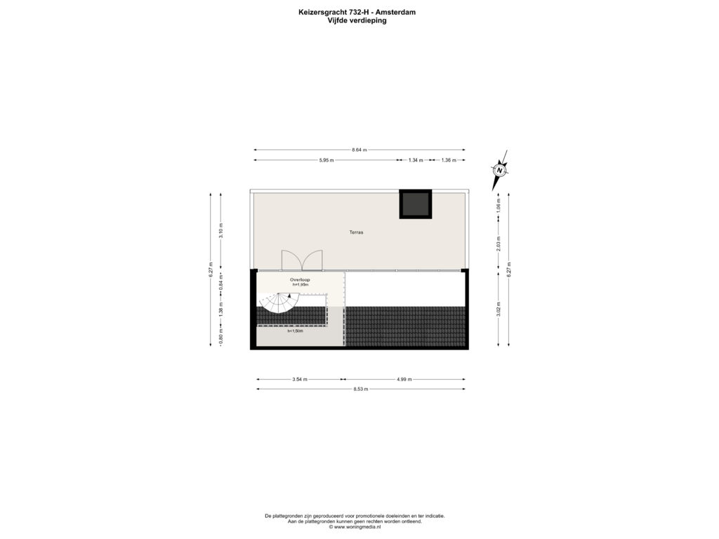 Bekijk plattegrond van Vijfde verdieping van Keizersgracht 732-H