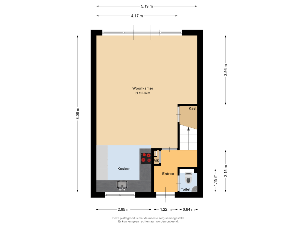 Bekijk plattegrond van Begane grond van Rijnlaan 49