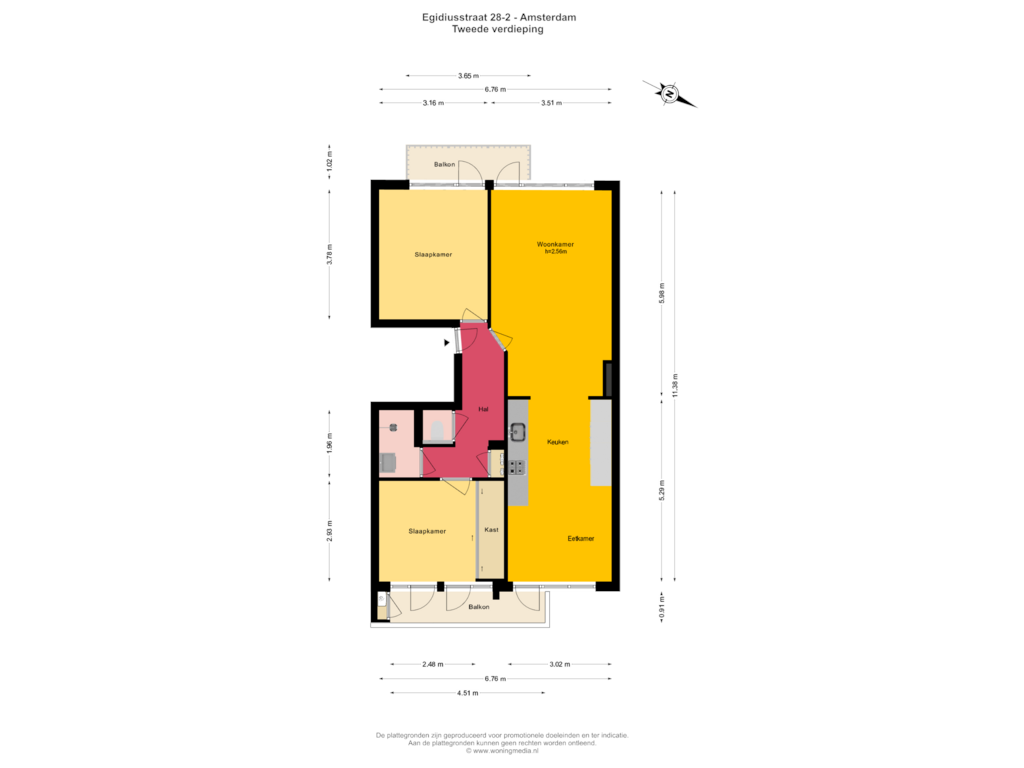 Bekijk plattegrond van 2e_verd van Egidiusstraat 28-2