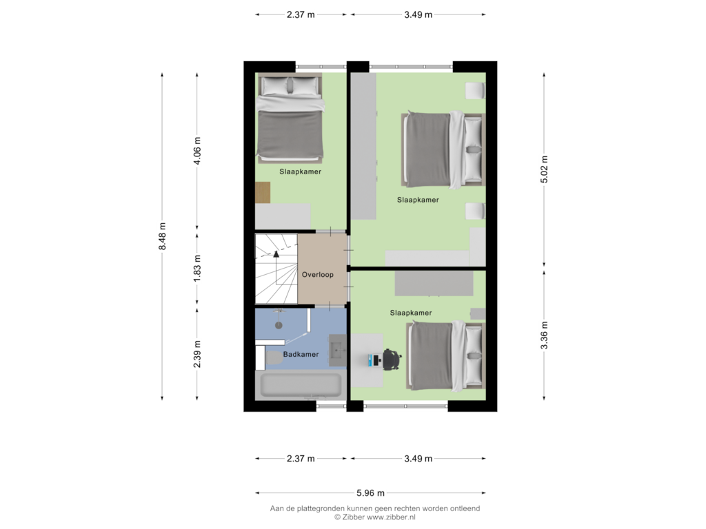 View floorplan of Eerste verdieping of Boddenkampsingel 27