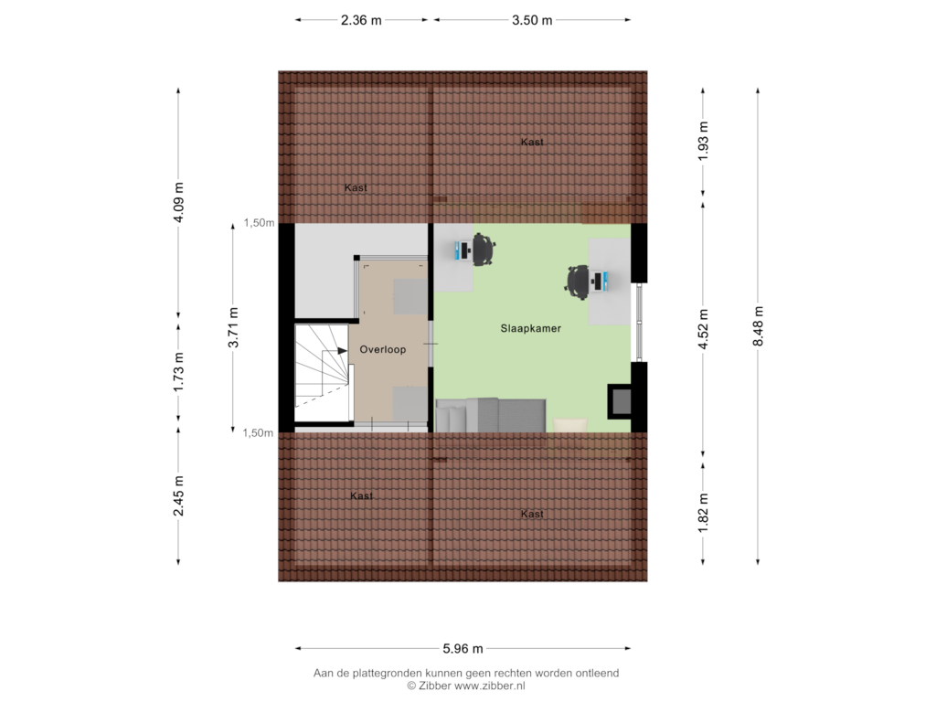 View floorplan of Tweede verdieping of Boddenkampsingel 27