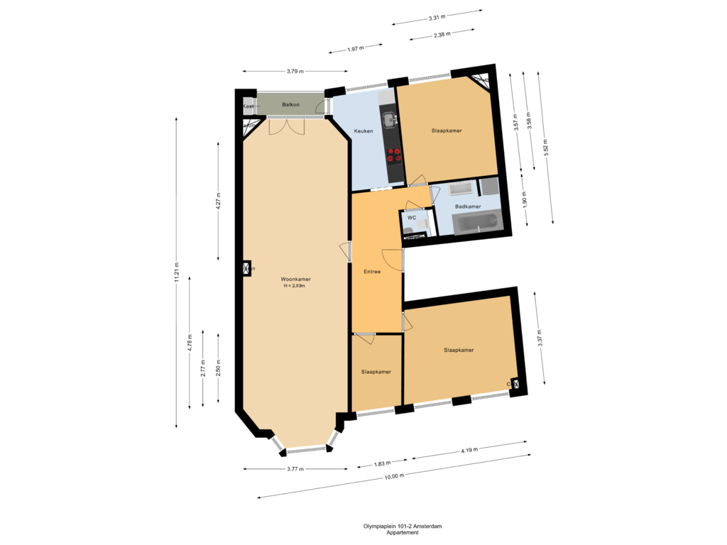 View floorplan of 2e Verdieping of Olympiaplein 101-2