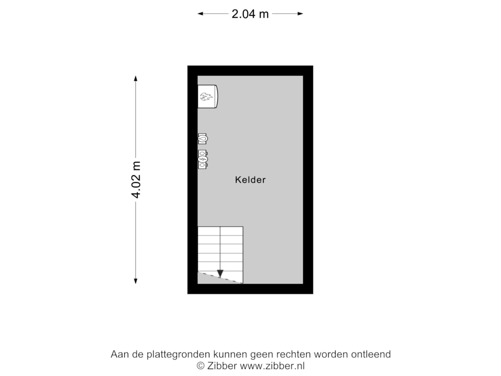 Bekijk plattegrond van Kelder van Oude Bovendijk 212