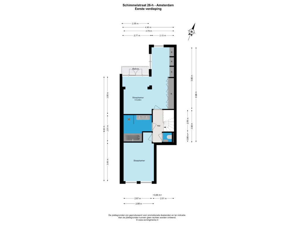 View floorplan of 1e verd of Schimmelstraat 26-H