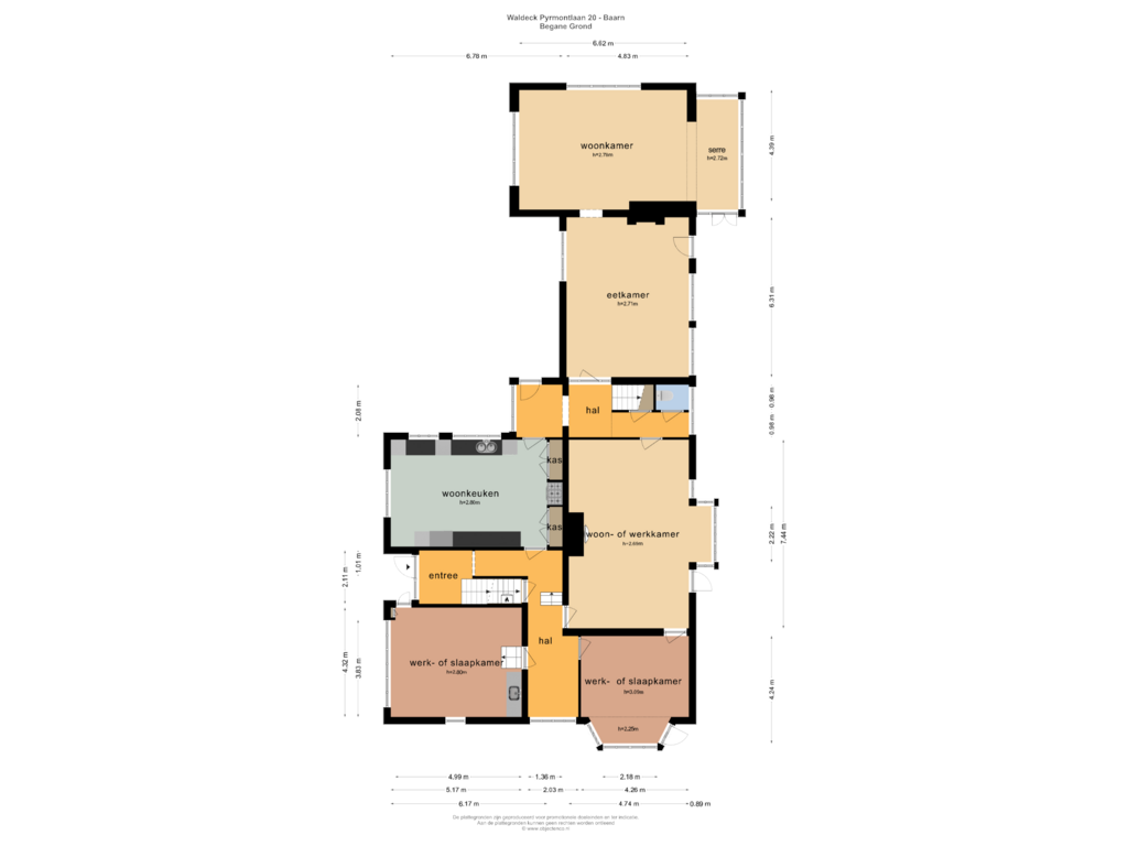 Bekijk plattegrond van BEGANE GROND van Waldeck Pyrmontlaan 20