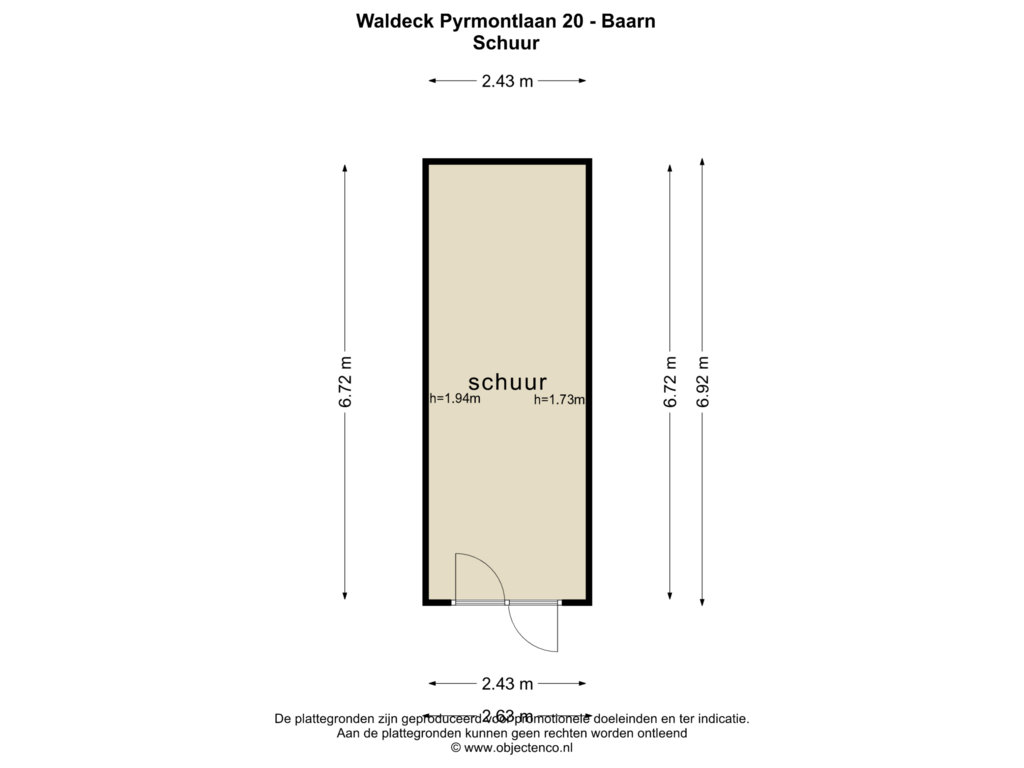 Bekijk plattegrond van SCHUUR van Waldeck Pyrmontlaan 20