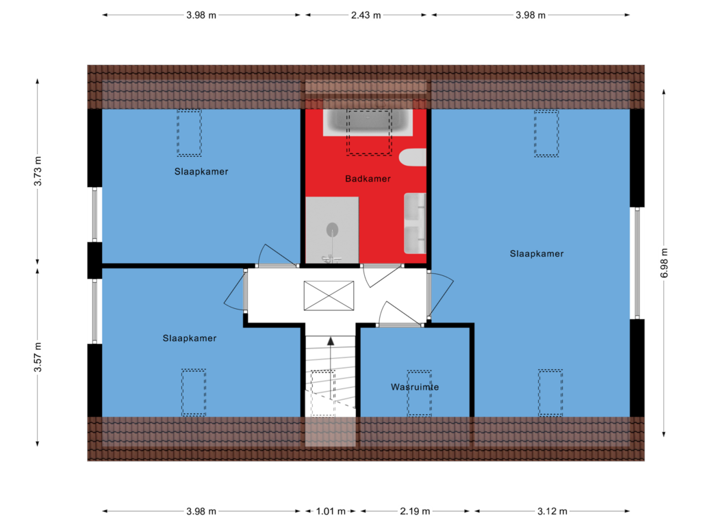 View floorplan of 1e Verdieping of Bedrijfsweg 3-A