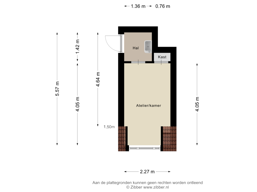 Bekijk plattegrond van Vierde Verdieping van Zocherstraat 57-2