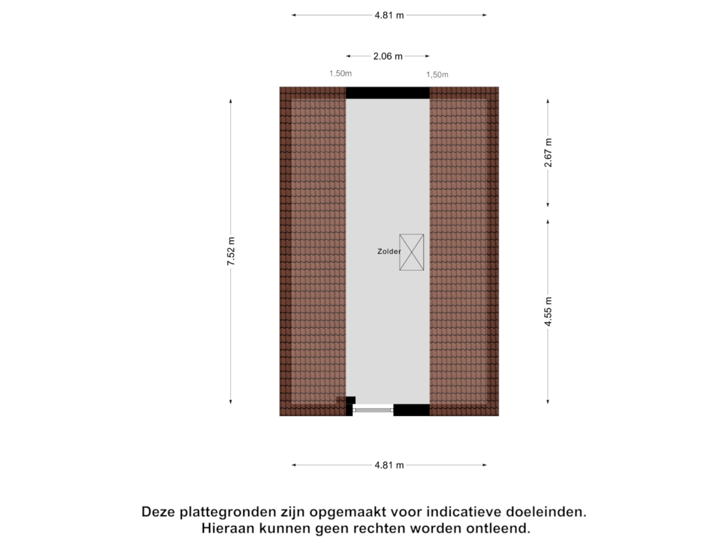 Bekijk plattegrond van Garage Zolder van Noorderdwarsvaart 89-A