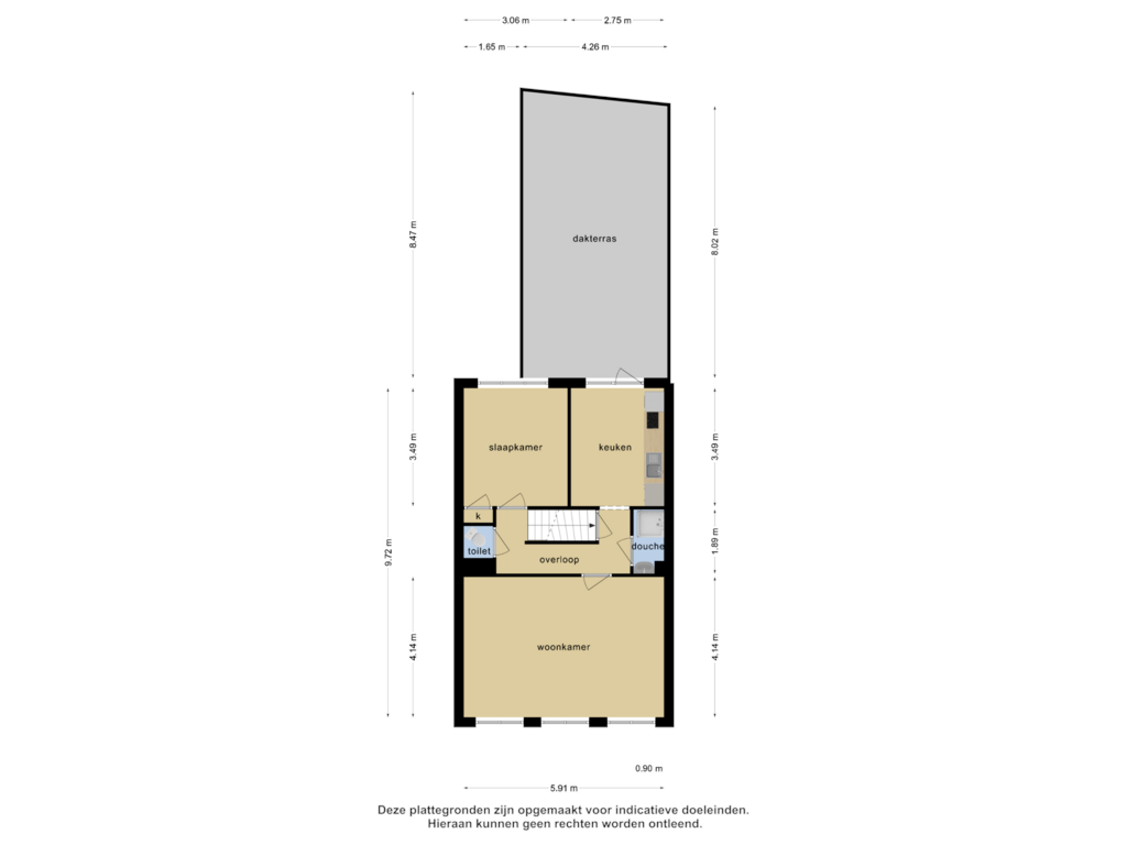 View floorplan of 1e verdieping of Ruisdaelstraat 27