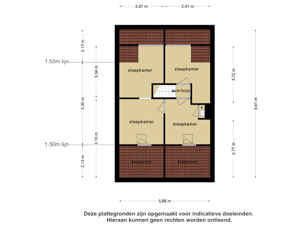 View floorplan of 2e verdieping of Ruisdaelstraat 27