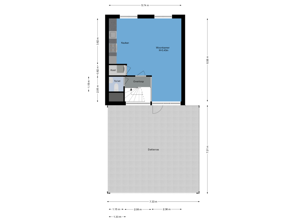 Bekijk plattegrond van Tweede Woonlaag van Kolfschotenstraat 92