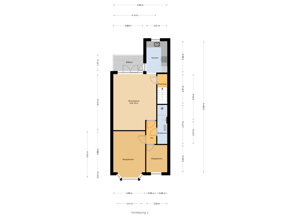 Bekijk plattegrond van Verdieping 2 van Groen van Prinstererstraat 56