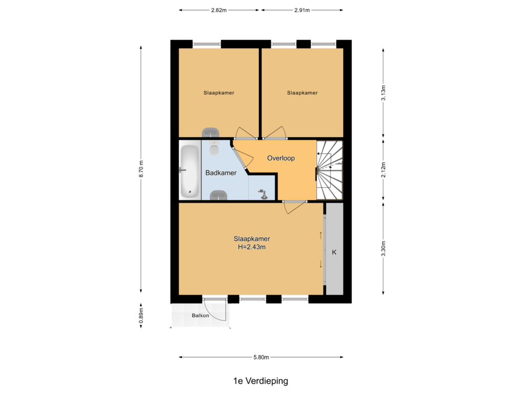 Bekijk plattegrond van 1e Verdieping van Hannie Schaftlaan 14