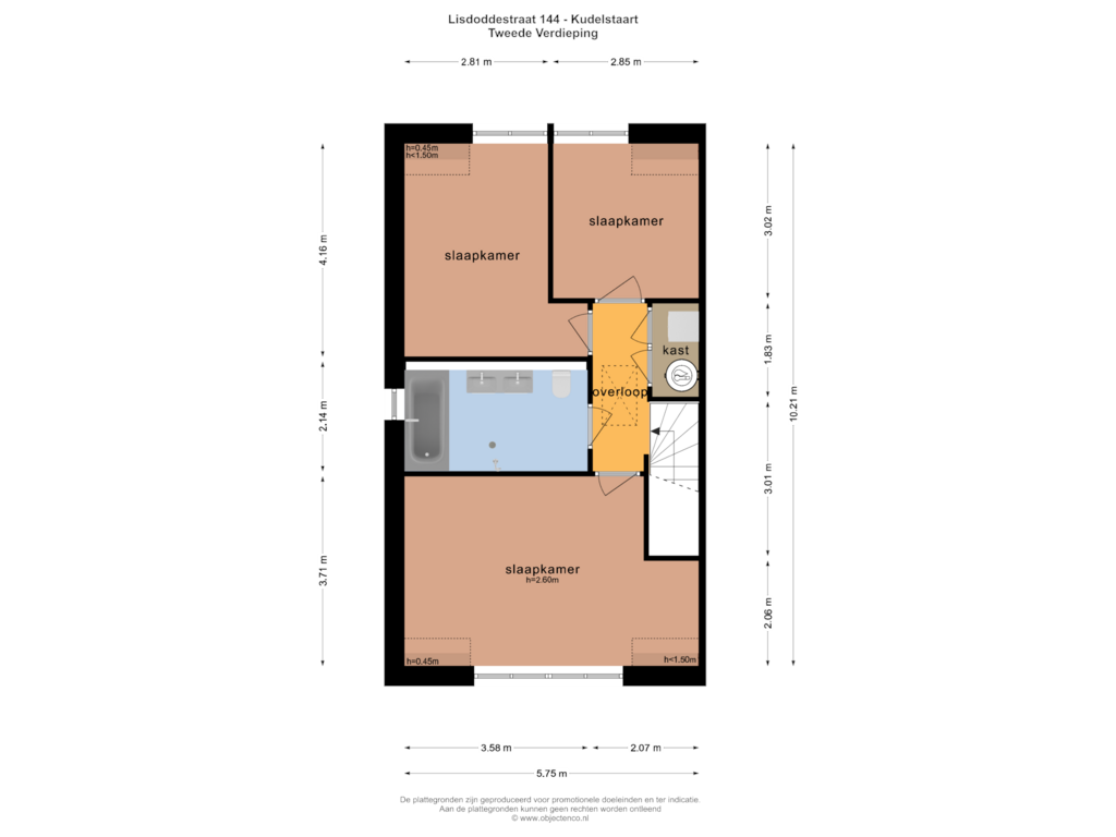 Bekijk plattegrond van TWEEDE VERDIEPING van Lisdoddestraat 144