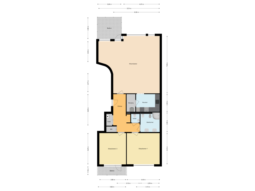 Bekijk plattegrond van Appartement van Dommelrodelaan 13-H