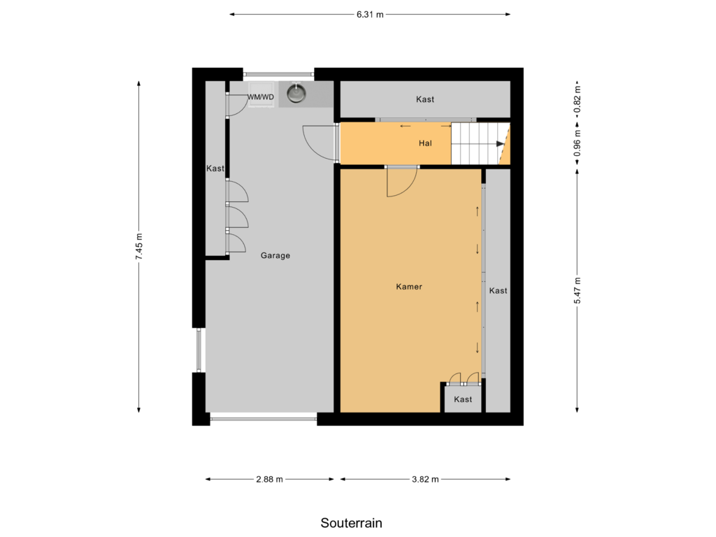 Bekijk plattegrond van Souterrain van Oranjeplaat 62