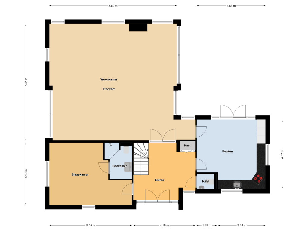 View floorplan of Floor 1 of Le Corbusierstraat 34