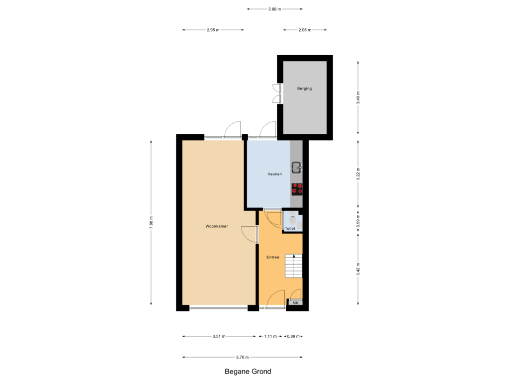 Bekijk plattegrond van Begane Grond van Eendrachtstraat 40