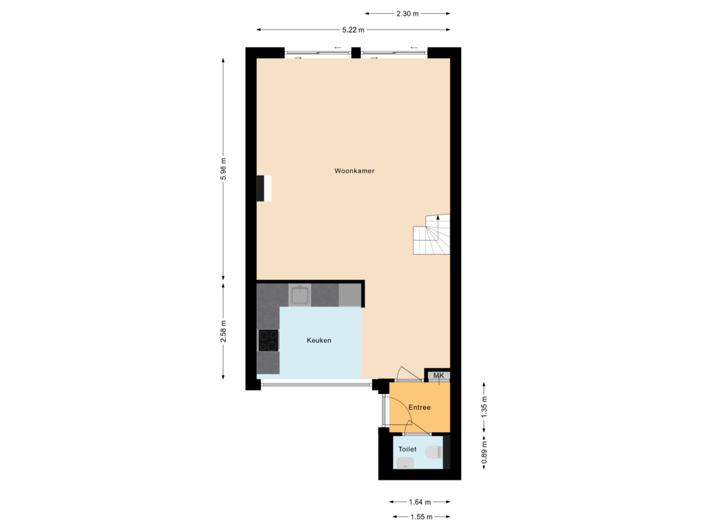 View floorplan of Begane grond of Albert Cuypstraat 18