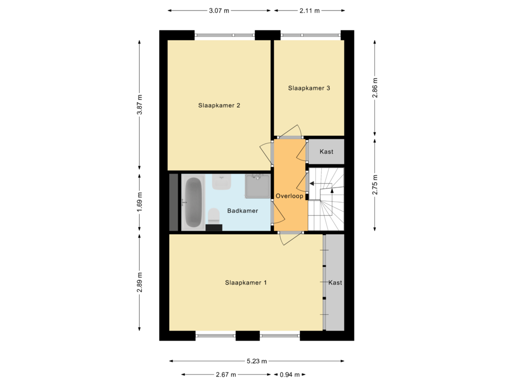 View floorplan of Eerste verdieping of Albert Cuypstraat 18