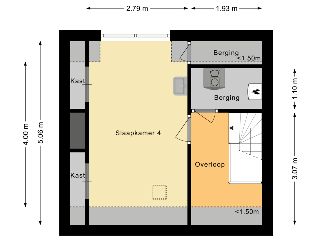 View floorplan of Tweede verdieping of Albert Cuypstraat 18