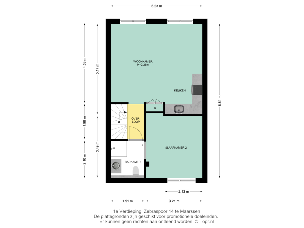 Bekijk plattegrond van 1e Verdieping van Zebraspoor 14