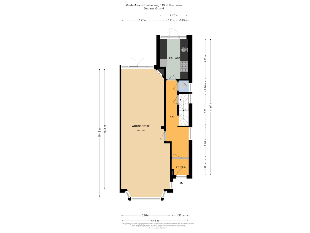 Bekijk plattegrond van Begane Grond van Oude Amersfoortseweg 119