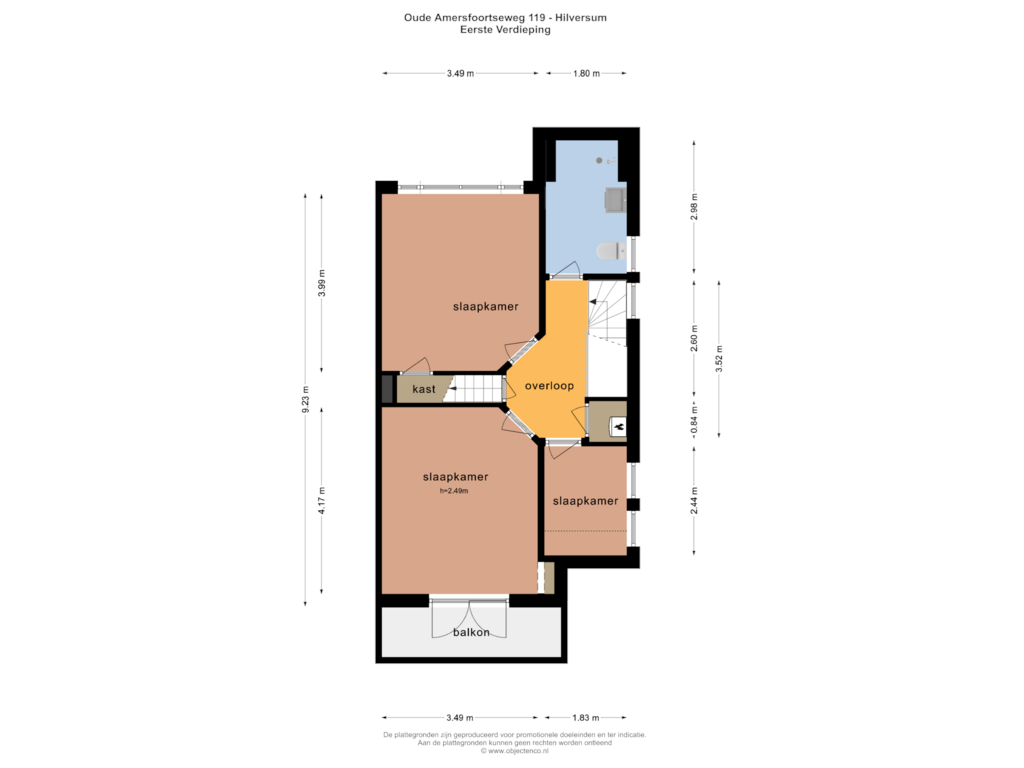 Bekijk plattegrond van Eerste Verdieping van Oude Amersfoortseweg 119