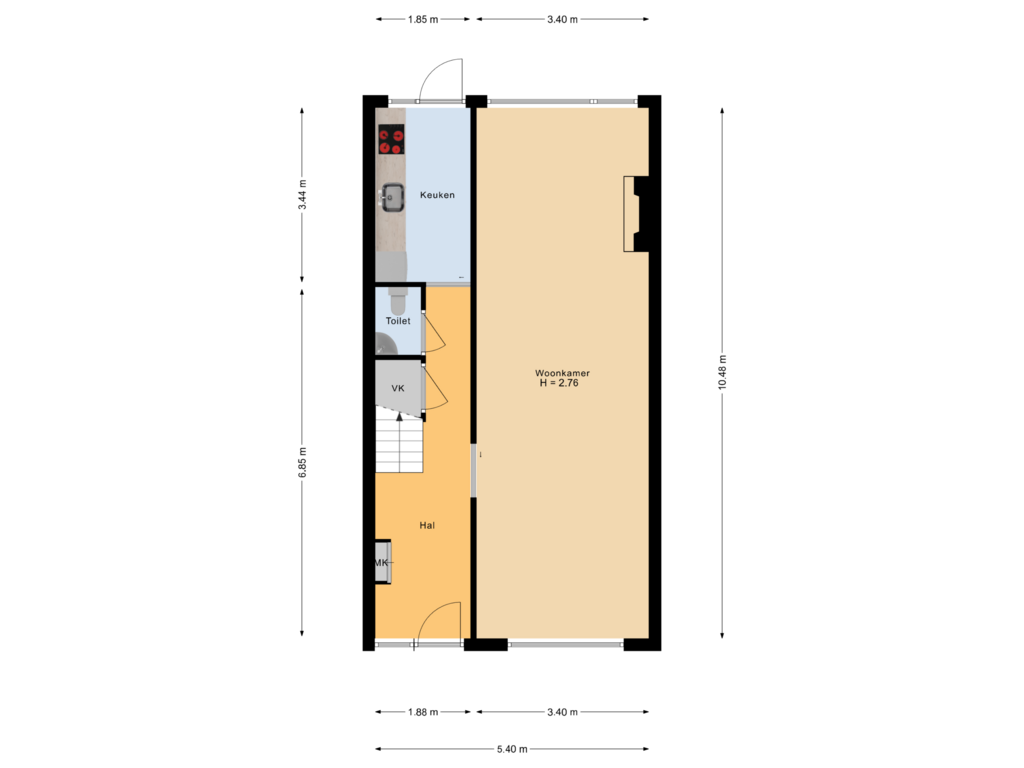 Bekijk plattegrond van begane grond van Valeriusstraat 60