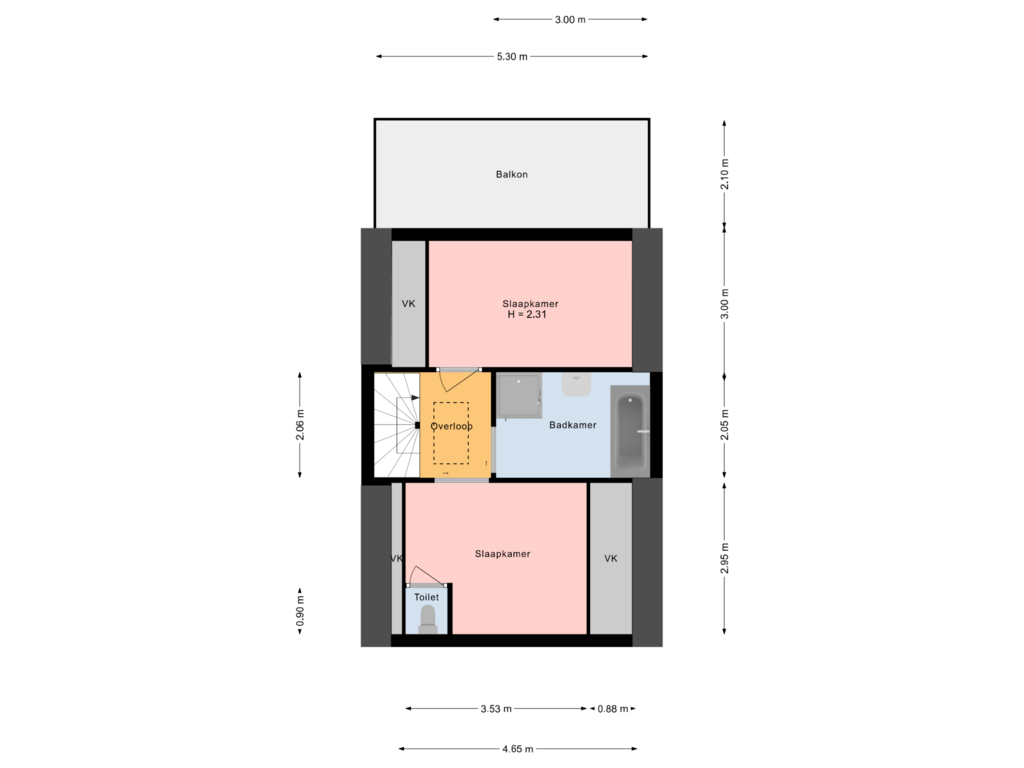 Bekijk plattegrond van eerste etage van Valeriusstraat 60