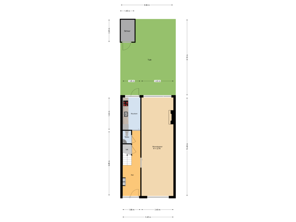 Bekijk plattegrond van perceel van Valeriusstraat 60