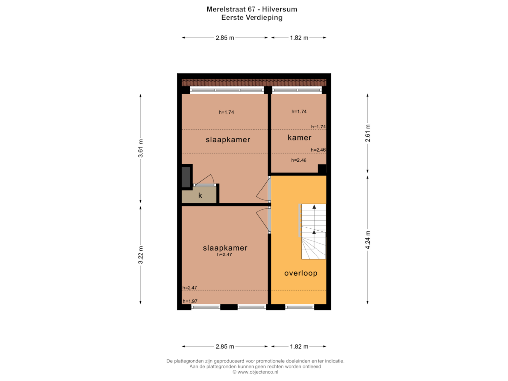 Bekijk plattegrond van EERSTE VERDIEPING van Merelstraat 67