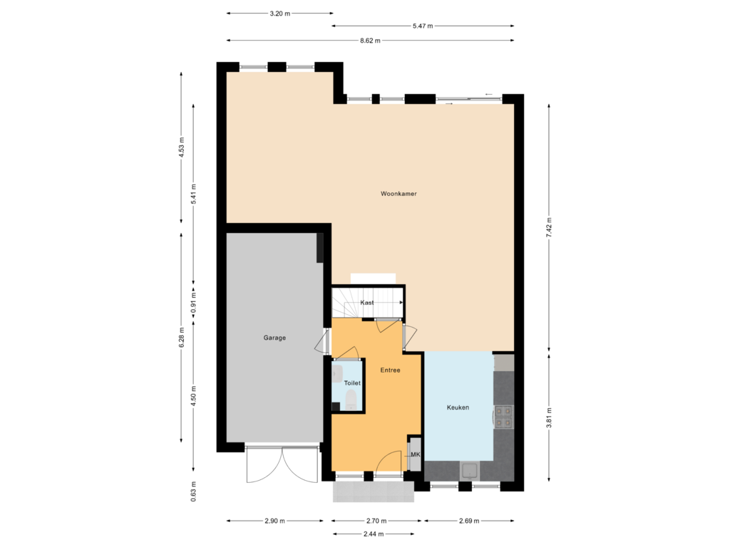 View floorplan of Begane grond of Tienbunder 5