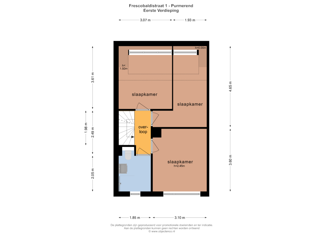 Bekijk plattegrond van EERSTE VERDIEPING van Frescobaldistraat 1